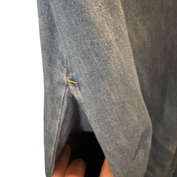 & Denim Western Shirt Dress with Pearl Snap Buttons and Pockets Size Large - Picture 7 of 8